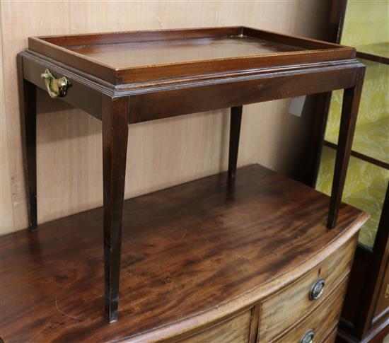 A mahogany tray top table W.69cm